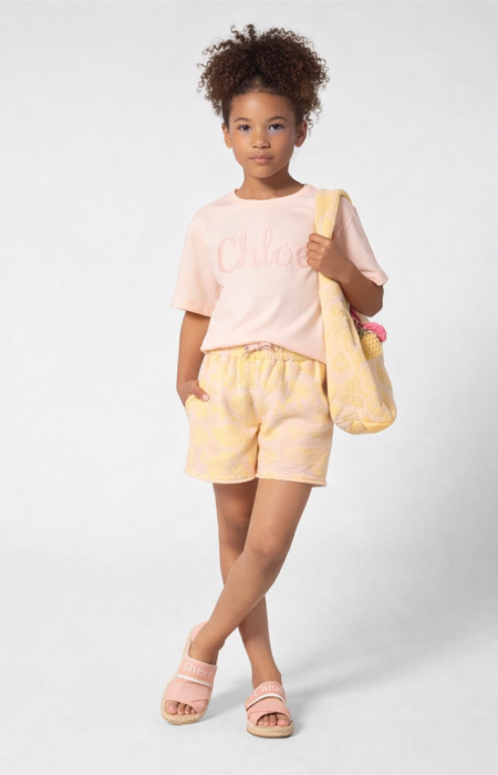 Блуза в прасковен цвят с релефно лого Chloe