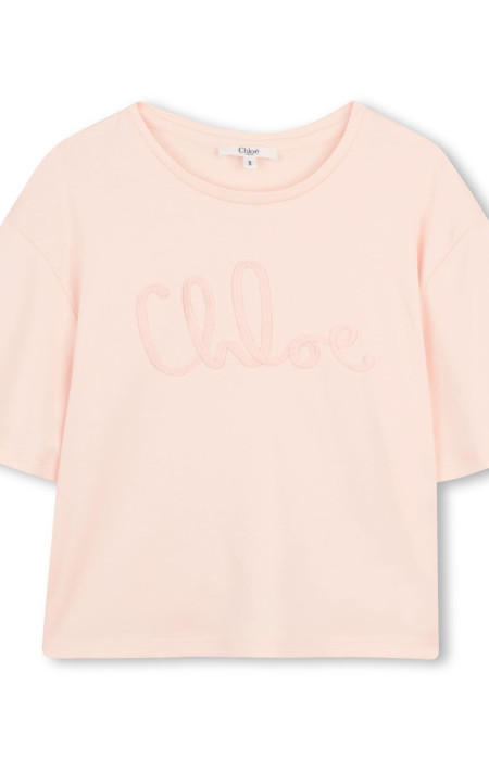 Блуза в прасковен цвят с релефно лого Chloe