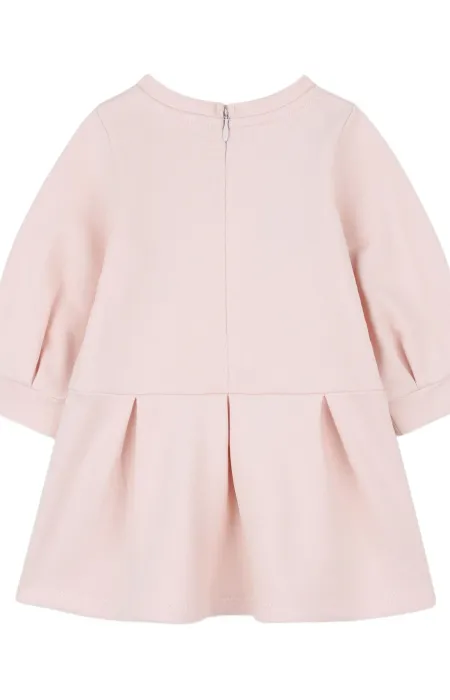 Рокля в цвят праскова с релефен принт Chloe